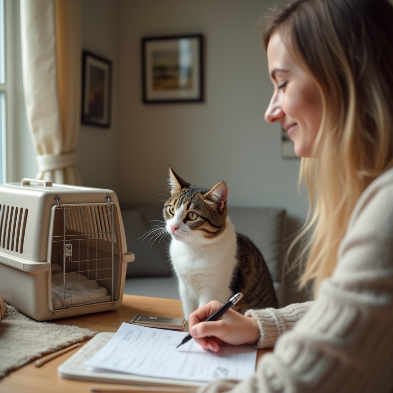 Mačka i vlasnik u mirnom kućnom okruženju uz planiranje svakodnevne njege