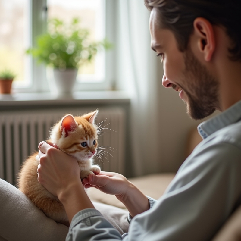 Mačić u sigurnom kutku stana uz osnovnu opremu za prvu mačku
