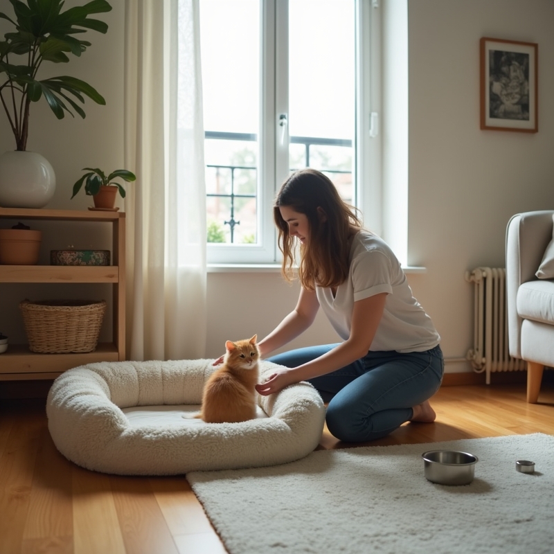 Mirna dnevna soba pripremljena za dolazak mačića u stan